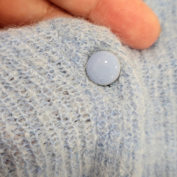 ​Sézane Barry Jumper Light Blue Cardigan French Girl Quiet Luxury Knit Soft Cozy - Picture 8 of 15